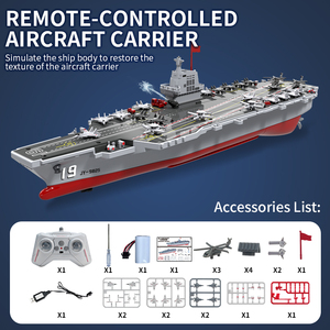 Bateau télécommandé 2,4 GHz, navire de guerre de simulation RC, porte-avions miniature, bateau électrique jouet avec fonction canon à eau - Product Image 1