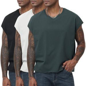 Camiseta sin mangas de algodón para hombre FOXA, estilo holgado, transpirable, tipo dolman, top corto. - Product Image 1