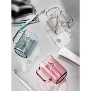 Vaso simple para cepillos de dientes y enjuague bucal para el hogar, para parejas y niños, higiene bucal, con asa, diseño transparente - Product Image 1