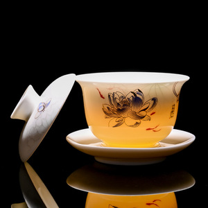 White Porcelain Kung Fu Tea Set Hand Painted Floral Design Gaiwan And Cups For Chinese Tea Ceremony Gift Set Dehua Origin - Product Image 3