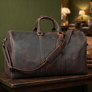 Sacs à main unisexes personnalisés de qualité supérieure en cuir de vache véritable à 100 %, fermeture éclair vintage, légers, grande capacité pour tous les jours - Product Image 1