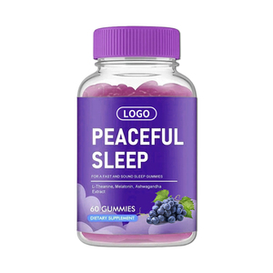 Ngủ Gummy 1 tháng cung cấp thêm sức mạnh Melatonin 6mg Vegan vitamin B6 L-theanine 5 HTP <span class=keywords><strong>valerian</strong></span> tàn ác miễn phí cho người lớn không - Product Image 1
