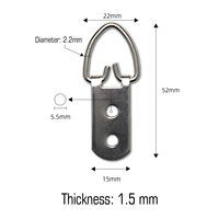 Anneau en D double robuste en acier au carbone galvanisé de 1,5 mm d'épaisseur, direct usine, pour suspension de cadres photo modernes et simples