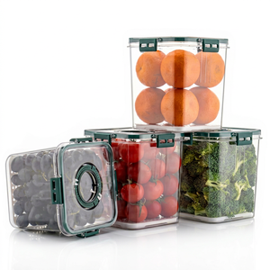 Boîtes de conservation alimentaire hermétiques carrées avec couvercles verrouillables pour fruits et légumes frais, organisateur de rangement pour cuisine et garde-manger - Product Image 1