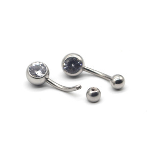 Anillos de Ombligo de Acero Inoxidable con Cristales CZ Multicolores |   Joyas Hipoalergénicas para Piercing de Ombligo con Barra Curva de 14G - Product Image 2