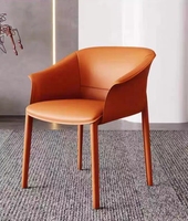 Chaise de salle à manger en cuir selle maison chaise de thé simple moderne chaise d'étude minimaliste de luxe léger italien