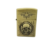 Briquet à kérosène en métal coupe-vent, design fantaisie, série Happy, motif tête de fantôme en relief, avec allumage à coton, cadeau créatif