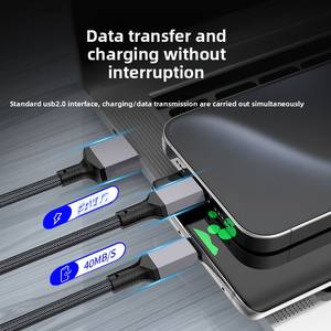 <span class=keywords><strong>Cable</strong></span> de Carga Rápida Profesional de Fábrica de 100 W, 0.5/1.<span class=keywords><strong>2</strong></span>/<span class=keywords><strong>2</strong></span>/3 <span class=keywords><strong>Metros</strong></span>, <span class=keywords><strong>Cable</strong></span> de Carga USB <span class=keywords><strong>2</strong></span> en 1 para iPhone y <span class=keywords><strong>Samsung</strong></span>, <span class=keywords><strong>Cable</strong></span> de Datos Trenzado - Product Image 4