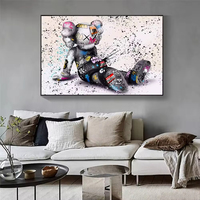 Mode moderne décoration intérieure de la maison ours en peluche affiches d'art mural rue graffiti violence peinture à l'huile cristal porcelaine