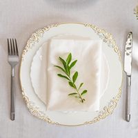 Tabletop Decor 13 "Dinner White Plastic Runde Vintage Ladesc halen mit Goldrand für Catering Hochzeit