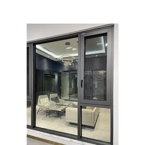 LowE-ventana abatible de aluminio con aislamiento térmico, vidrio templado de doble cristal, reflectante