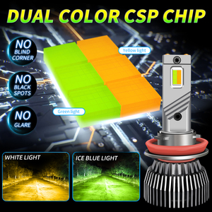 Faro LED de Doble <span class=keywords><strong>Color</strong></span> de 120W, CSP3570 Amarillo Limón Verde, 12V 24V, Alta Potencia, Lámpara Antiniebla para Auto, H8 H9 HB4 9006 Canbus - Product Image 1