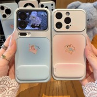 Coque de téléphone éléphant mignon en TPU de qualité supérieure à dégradé de couleurs avec support miroir pour iPhone 17 Pro Max 16 15, coque de téléphone poney mignon