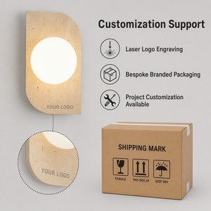 Lámpara de Pared LED de Vidrio con Piedra Travertino Amarilla Curvada, Portalámparas G9, Regulable, Arte Moderno, Minimalista, Decoración para Dormitorio y Hogar - Product Image 4