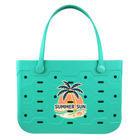 Sac de plage pour femme en EVA, grande taille, résistant à l'eau, couleur unie, tendance, avec lettres décoratives, pour l'été en extérieur