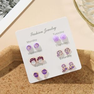 ต่างหูลายผลไม้/โดนัท/ห่วงรูปดอกไม้7คู่ชุดเครื่องประดับขนาดเล็กสำหรับผู้หญิงแพ็กเกจหนึ่งสัปดาห์ - Product Image 2