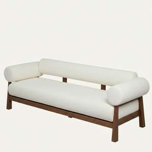 โซฟาเบดไม้สักแท้แบบมินิมอลสองที่นั่ง พร้อมเบาะหุ้มบุโฟมรักษ์โลก เฟอร์นิเจอร์ห้องนั่งเล่นระดับพรีเมียมทันสมัย - Product Image 4