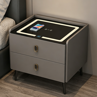 Petite table de chevet avec serrure intelligente à empreintes digitales, style moderne, en bois massif, avec tiroir