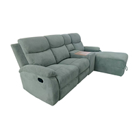 Canapé sectionnel multifonctionnel moderne avec fauteuil inclinable manuel, chaise longue avec rangement et table console centrale avec porte-gobelets, ensemble de canapés en tissu