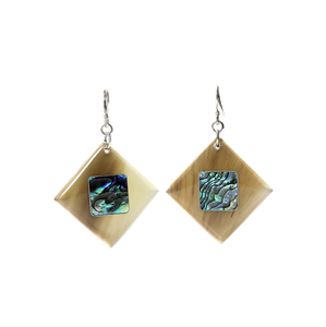 Minh Giang Craft Sustainable Buffalo Horn Earrings Handmade Elegant Natural Tone Jewelry - Product Image 2