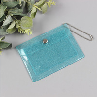 Grosir tombol Snap Mini portabel dompet PVC sederhana kantong pelindung kartu Bank casing kartu Glitter transparan