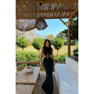 Vestido Largo Negro de Lino Lavin, Elegante, Formal, Casual, para el Día a Día, Mangas Abullonadas, Diseño Sólido, Talla Única/XS/6XL, Alta Calidad, Personalizado - Product Image 6