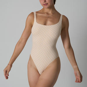 SK1228 Sexy 76% poliamida Esculpir Leve Breve Polka Dot Strappy Vest Uma Peça Macacão Virilha Fastener Guarnição Bodysuit - Product Image 5