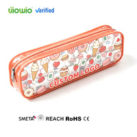 Sac de rangement portable UIOWIO pour mini mahjong, motif personnalisé, pochette longue transparente en PVC avec fermeture éclair, organisateur de tuiles de jeu transparent