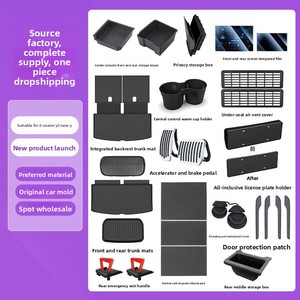 Accessoires intérieurs pour Tesla Model Y six places 12V : Nouvelles boîtes de rangement avant/arrière, repose-pieds en TPE/silicone/ABS - Product Image 2