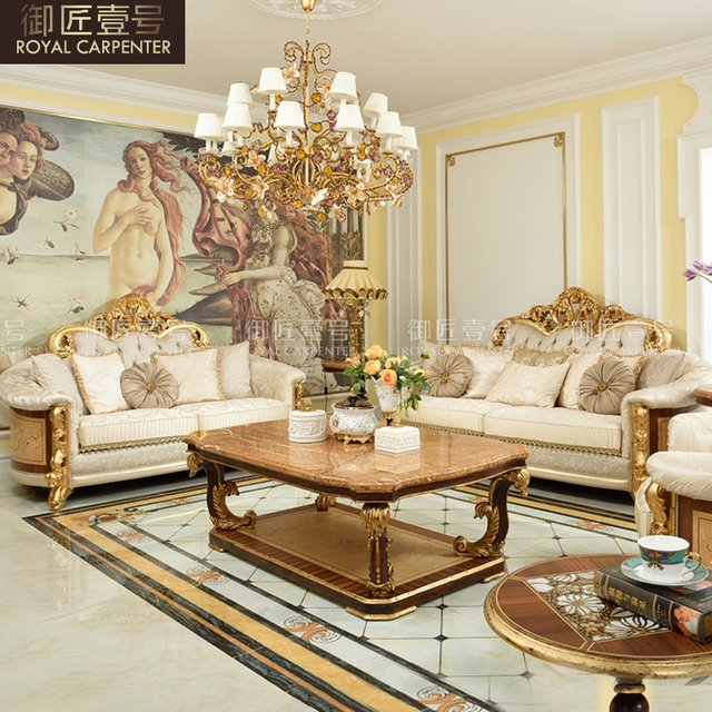 High Quality Cheap Elegant Luxury European Living Room Furniture Collection French Solid Wood Fabric Upholstered Sofa Sets