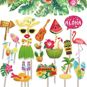 PZ284 Hawaii Aloha Party Decoration Fruit Flamingo Design 25pcs DIY Funny Paper Photography Booth Props