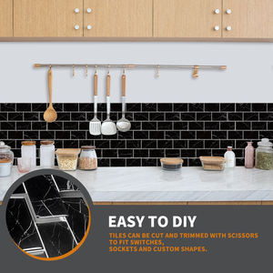 Artiles – papier peint en vinyle 3D à Texture de marbre noir pour salle de bain et cuisine, livraison rapide - Product Image 4