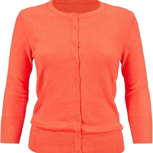 Cárdigan de punto liso con cuello alto para mujer PRIMEAGE INDUSTRIES, de poliéster transpirable, anti-bolitas y antiarrugas, para otoño - Product Image 3