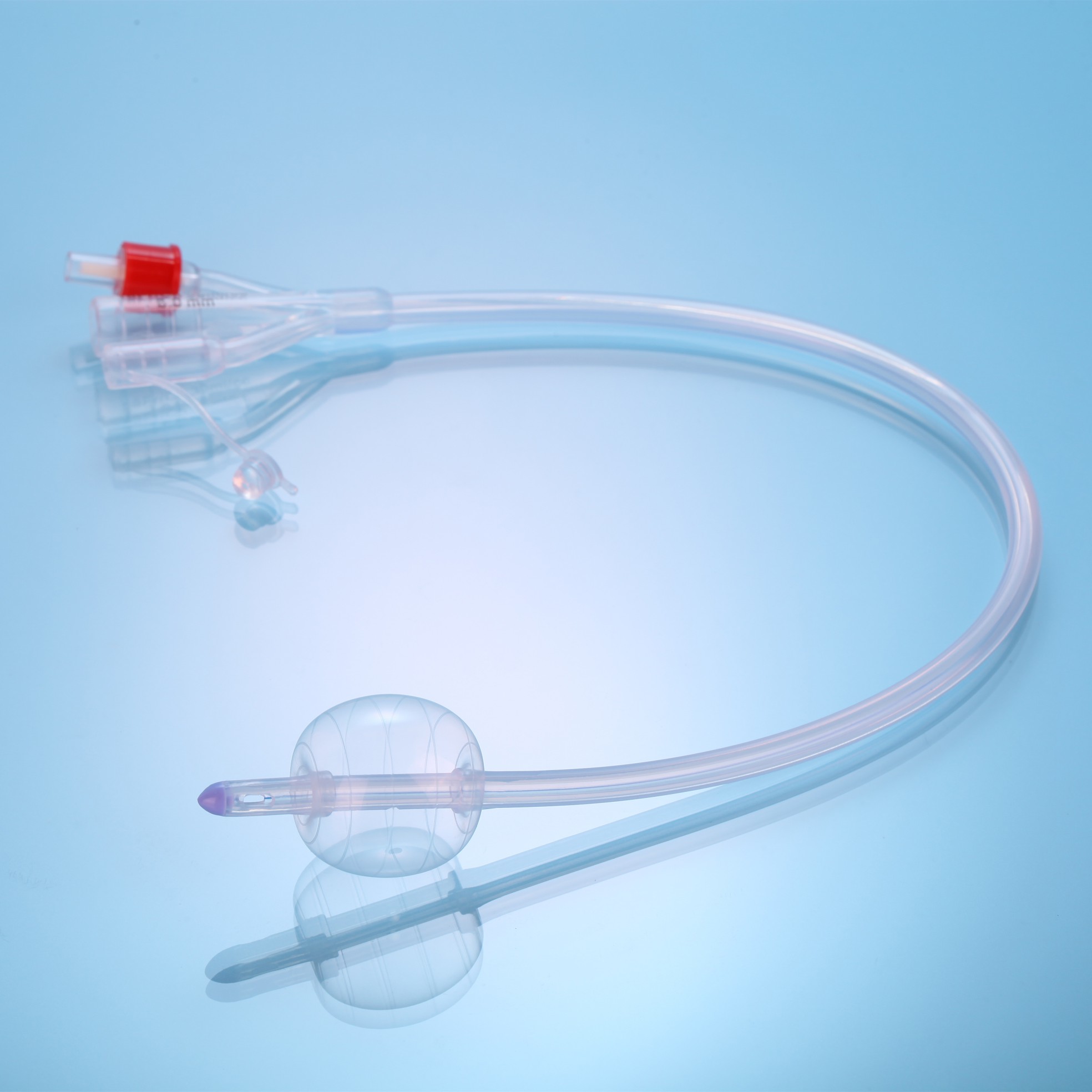 Fábrica Catéter urinario de triple lumen de silicona 100% desechable Catéter de Foley de silicona de 3 vías