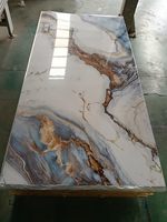 Nuevo Diseño, Lámina de Mármol UV con Líneas Doradas, Decoración de Pared, Revestimiento de PVC, Revestimiento de Carbono, Piedra Artificial, Panel de Pared de Plástico UV