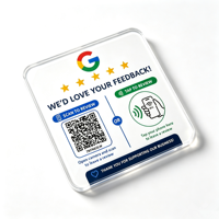 Autocollant adhésif en acrylique NFC Google Review avec code QR pour avis clients – Panneau de retour d'expérience pour table, comptoir ou mur d'entreprise
