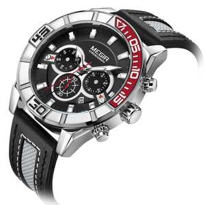 MEGIR 2066G Orologio Classico Elegante Personalizzabile Vendita all'Ingrosso Nuova Collezione <span class=keywords><strong>Orologi</strong></span> al Quarzo da <span class=keywords><strong>Uomo</strong></span> con Cinturino <span class=keywords><strong>in</strong></span> Vera Pelle - Product Image 2