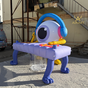Mascotte gonflable personnalisée <span class=keywords><strong>DJ</strong></span> Monstre aux grands yeux jouant du piano, monstre de dessin animé pour enfants, toboggan pour parc - Product Image 6