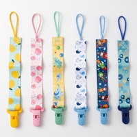 Ensemble de 6 attaches-sucettes pour bébé en polyester avec imprimé animal