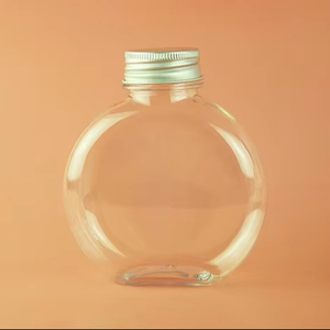 300ml nhựa PET trong suốt phẳng Vòng chai nước giải khát với nắp nhôm cho nước trái cây trà sữa hoặc đồ uống khác - Product Image 4