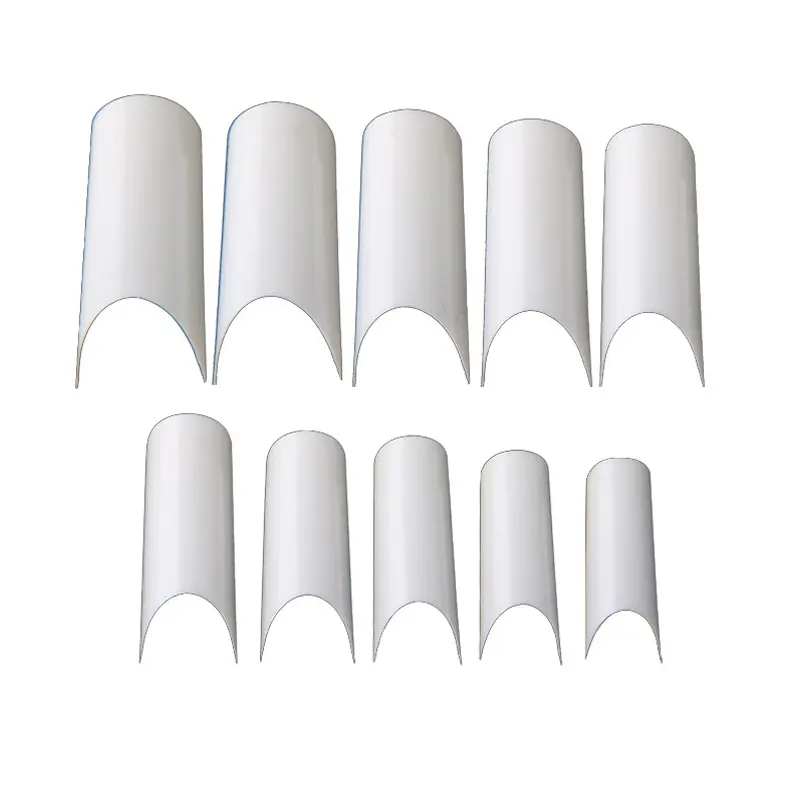 Pontas de unhas em forma de c, acessórios para unhas de acrílico, gel falso curvado ou acrílico para unha diy, 100 peças