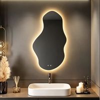 Miroir de maquillage LED ultra-clair personnalisable Art Déco pour la décoration de la maison, avec interrupteur tactile intelligent, éclairage réglable, forme irrégulière