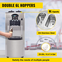Machine à glace molle professionnelle en acier inoxydable de haute qualité, 3 saveurs, faible niveau sonore, pour cornets de glace