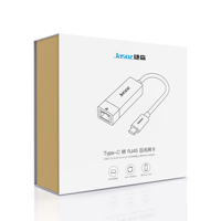 Adaptador de Red USB C a Ethernet RJ45 LAN 10/100Mbps, Cableado, Negro, Sin Controladores, con Indicador Luminoso, para Laptop, en Caja