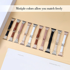 Correa de Reloj de Cuero con Perlas para iWatch, Modelo Popular, Correa Ajustable con Hebilla para <span class=keywords><strong>Apple</strong></span> <span class=keywords><strong>Watch</strong></span> S11 10 9 <span class=keywords><strong>7</strong></span>, para Correas de <span class=keywords><strong>Apple</strong></span> <span class=keywords><strong>Watch</strong></span> - Product Image 6