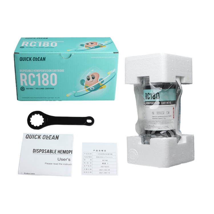 RC100 Disposable Hemoperfusion Cartridge with hemodialysis dialyzer and catheters