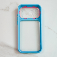Coque de téléphone antichoc avec cadre macaron color block et dos transparent pour iPhone 18 Pro Max 17 Air 16 15 Plus