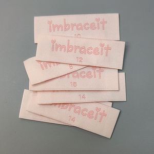 Wholesale Woven Fabric Damask Logo Tags End Folded <b>Labels</b> for Clothing Customized Stain Damask Woven <b>Label</b> for Hoodie - Product Image 2
