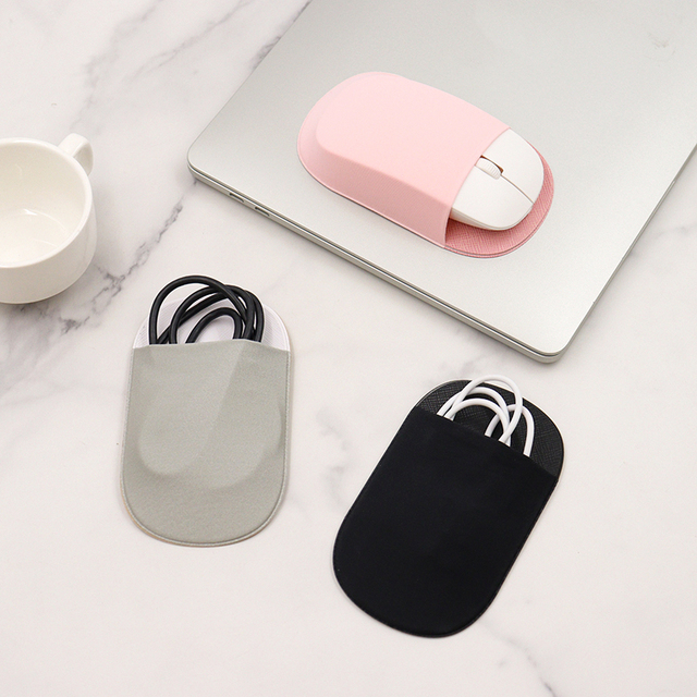 Stick-On Laptop Mouse Pouch Mouse Carrying Sleeve Sticker Case Reusable Adhesive Slim Mouse Holder