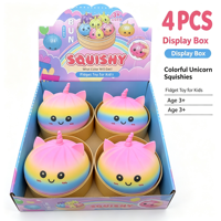 Squishy Licorne Arc-en-ciel Géante 15CM, Jouet de Fête en Forme de Boulette avec Perles de Poudre Dorée Cachées, Jouet Anti-Stress à Remontée Lente